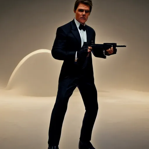 Image similar to tom cruise as james bond, ultra detailed, hyper realistic, studio lighting, 8 k