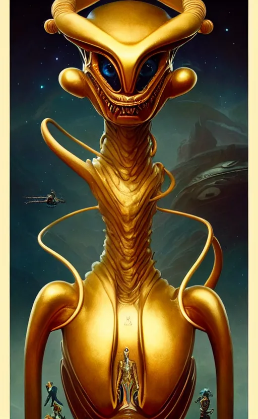 Image similar to exquisite imaginative alien creature poster art, humanoid, gold, movie art, by lucusfilm, weta studio, tom bagshaw, james jean, frank frazetta, 8 k, denoised