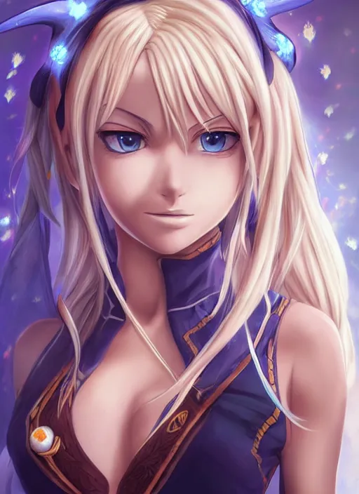 Image similar to beautiful portrait of a Witch who looks like Lucy Heartfilia, Fairy Tail anime character design by Ross Tran, artgerm detailed, soft lighting