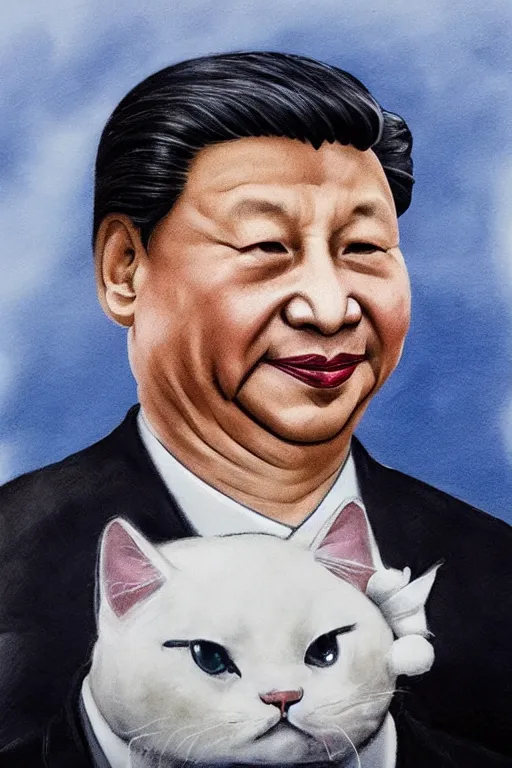 Image similar to Xi Jinping potrait with cat ears