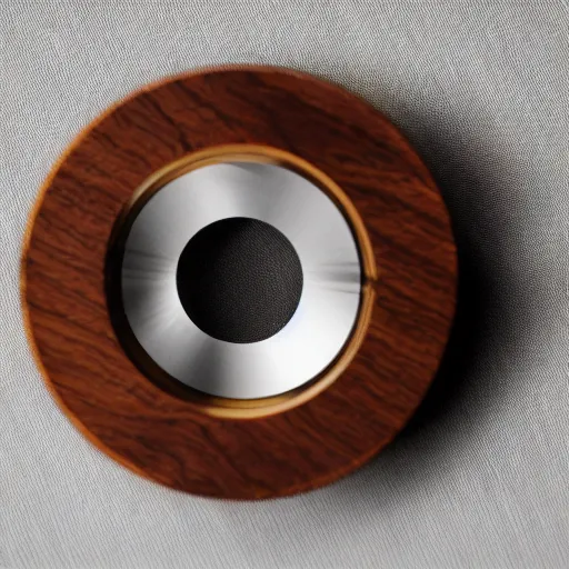 Image similar to lens aperture blades made of walnut wood. minimal. dramatic lighting.