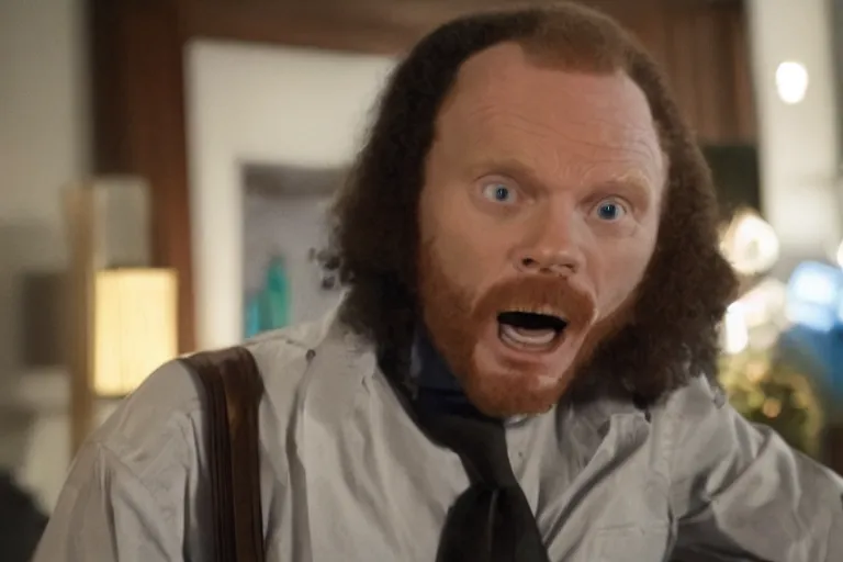 Image similar to a film still of Bill burr in Black Dynamite, high quality