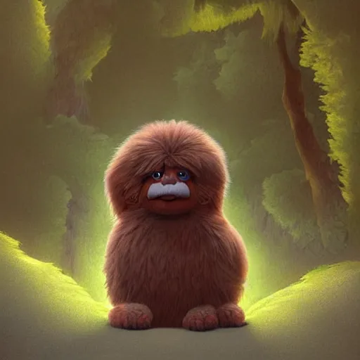 Image similar to cutie fluffy creature with muppet show, digital art, 3 d, octave render, masterpiece, mega detailed, pixar, disney, vivid illustration, cartoon, fantasy, by george stubbs, artgerm, in the style of ghibli kazuo oga, pastel fur