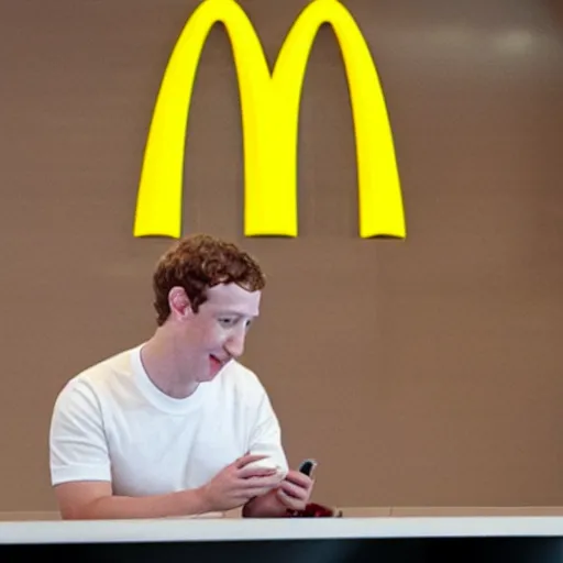 Prompt: mark zuckerberg working at mcdonalds