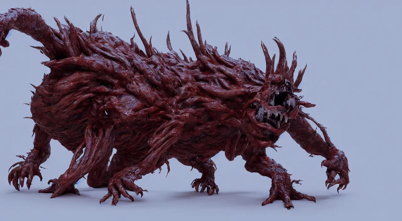 Prompt: the thing ( 1 9 8 2 ), predator ( 1 9 8 7 ) body - horror,, unreal engine, octane render, depth of field, cycles render, hd
