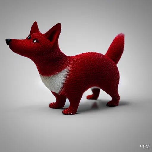 Image similar to corgi made of strawberry, corgi crossed with a strawberry : ornate, dynamic, particulate, intricate, elegant, highly detailed, centered, artstation, smooth, sharp focus, octane render