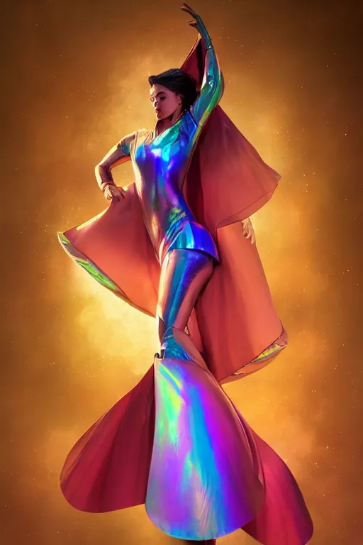 Image similar to portrait of the dome diceling dancer wearing iridescent hall cape by artgerm and Craig Mullins, James Jean, Andrey Ryabovichev, Mark Simonetti and Peter Morbacher 16k