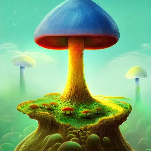 Image similar to surreal mushroom realm, multidimensional, fantasy, trending on artstation, beautiful