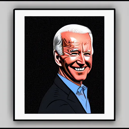 Image similar to smiling, happy, beautiful, intelligent, powerful, joe biden, loving eyes, fully clothed, wise, beautiful, dramatic lighting, sharp focus, by stanley artgerm and edward hopper, retro futurism, dramatic lighting, trending on artstation, flat colour, geometric curves, gradient filter, art deco patterns