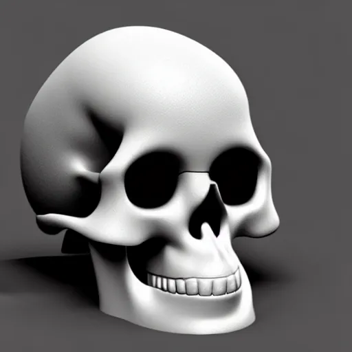 Image similar to a white cartoonish shaped skull with two holes in it, an ambient occlusion render, trending on zbrush central, photorealism, rendered in maya, ambient occlusion, zbrush.