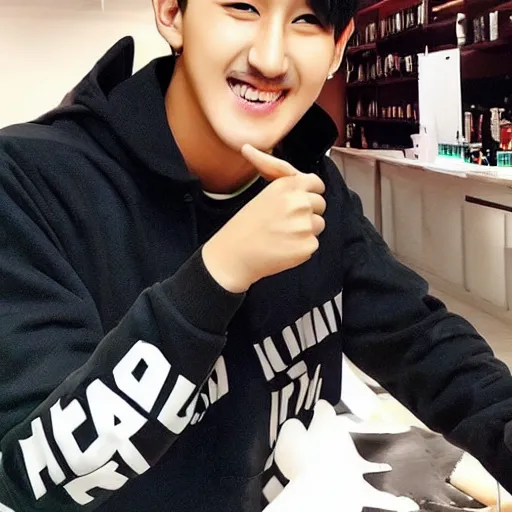 Prompt: “K-pop idol Changbin as a chocolate statue by Michelangelo”
