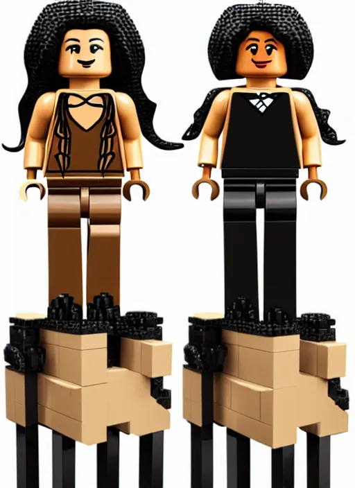 Prompt: a kim kardashian lego figure.