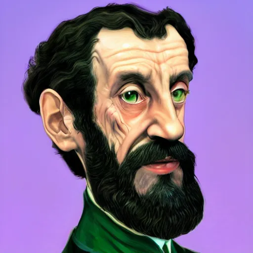 Image similar to Lord Havelock Vetinari as a shady, machiavellian, slytherin headmaster of Hogwarts, School of Witchcraft and Wizardry, detailed, hyperrealistic, colorful, cinematic lighting, digital art by Paul Kidby