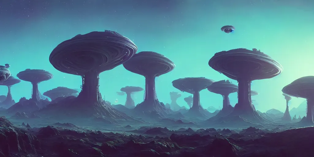 Prompt: an amazing alien landscape, digital art, breathtaking, extremely detailed, digital paintinghyperrealistic, dynamic lighting, particles, unreal engine, simon stålenhag, rendered by Beeple, Makoto Shinkai, syd meade, simon stålenhag, environment concept, trending on artstation, octane render, 4K UHD image