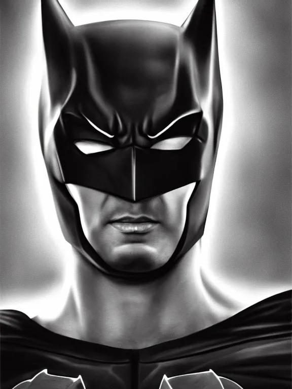 Image similar to portrait, half lit ryan renolds as batman, hyperrealism