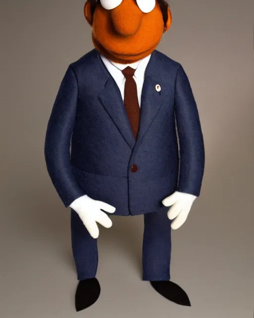 Prompt: kevin malone as a muppet. highly detailed felt. hyper real photo. 4 k.