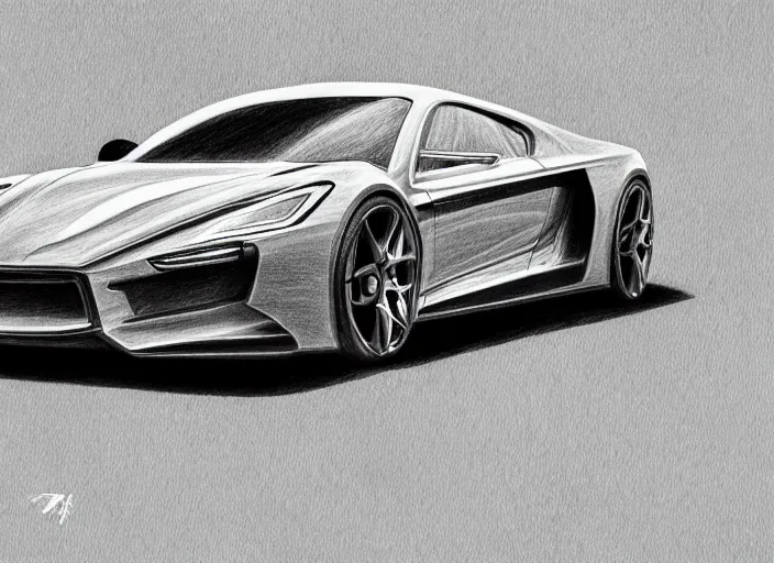 Image similar to concept non - coloring pencil drawing of a new sport car.