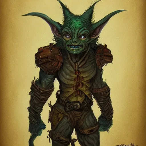 Image similar to concept art, painting of a goblin in the style of todd lockwood, dungeons and dragons, detailed