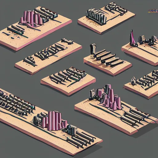 Image similar to isometric pipe organ video game concept art, unique, organic, award winning