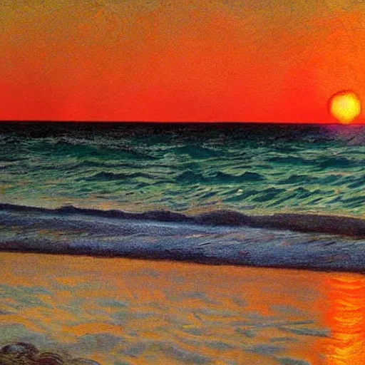 Prompt: a beautiful sunrise in a yucatan beach by van gogh