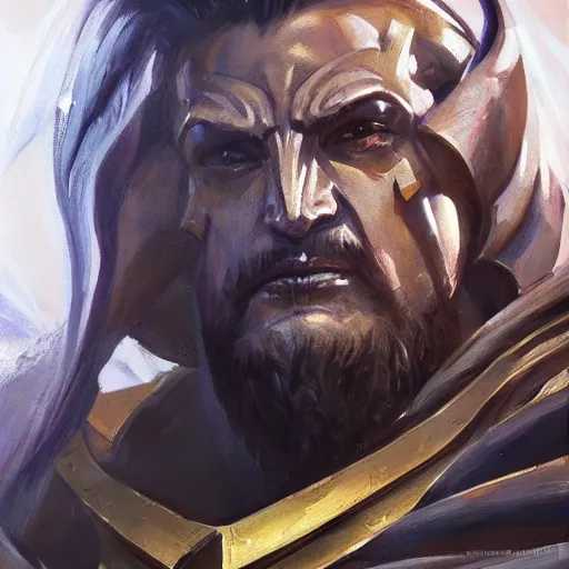 Image similar to greg manchess portrait of the blessed and epic emperor of mankind in a shine of eternal glory warhammer 4 0 k, fantasy, medium shot, asymmetrical, profile picture, organic painting, sunny day, matte painting, bold shapes, hard edges, street art, trending on artstation, by huang guangjian and gil elvgren and sachin teng