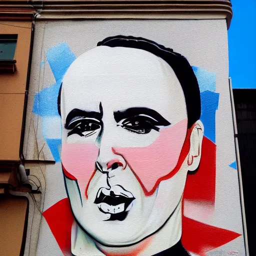 Prompt: gorbachev drag queen painting on building detailed