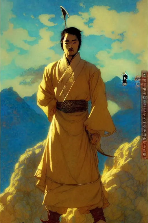 Image similar to tales of earthsea, tang dynasty, attractive male, character design, painting by gaston bussiere, craig mullins, j. c. leyendecker, tom of finland