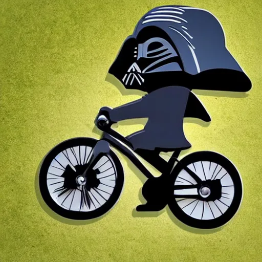 Image similar to Darth Vader riding a bicycle, photo realistic, award-winning, highly-detailed