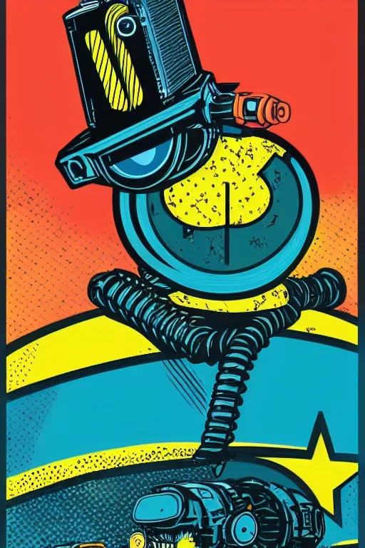 Image similar to fallout 7 6 retro futurist illustration art by butcher billy, sticker, colorful, illustration, highly detailed, simple, smooth and clean vector curves, no jagged lines, vector art, smooth andy warhol style