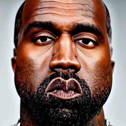 Image similar to professional head shot of kanye west wearing advanced power armor, white background, 8 k, very detailed, very intricate,