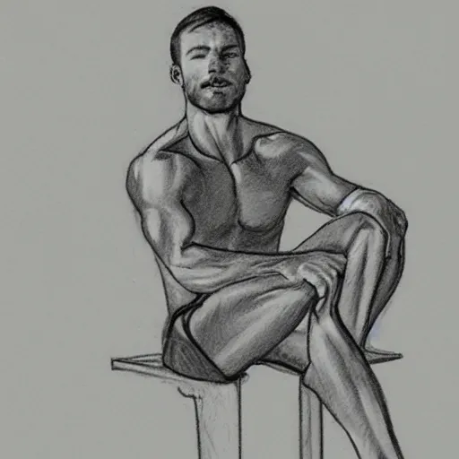 Image similar to sketch of a man on a leg extension doing leg exercises,