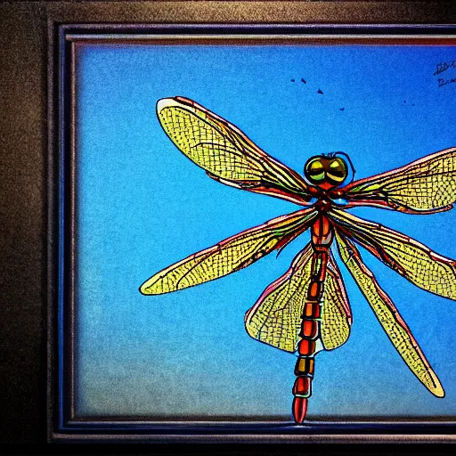 Prompt: a dragonfly on a pioneer DJM by kentaro miura, rave, psycodelic, HD, trending on art station