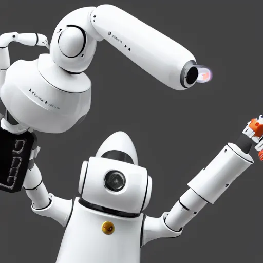 Image similar to moomin programming a robot arm, trending on art station, high detail, octane render