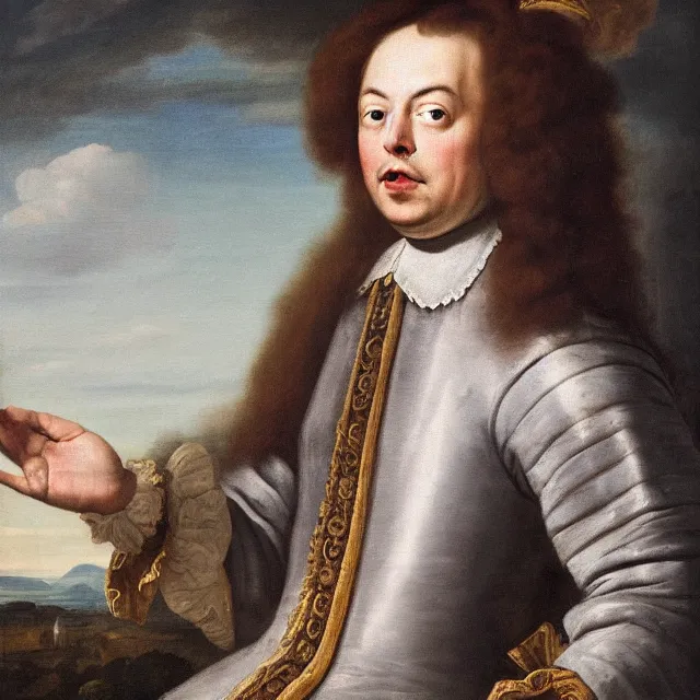 Prompt: baroque dutch portrait painting from 1 6 7 0 of elon musk