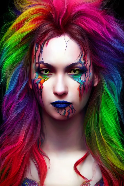 Image similar to multicolored venom Dragon princess, digital art, 8k ,character ,realistic, portrait, hyperrealistic