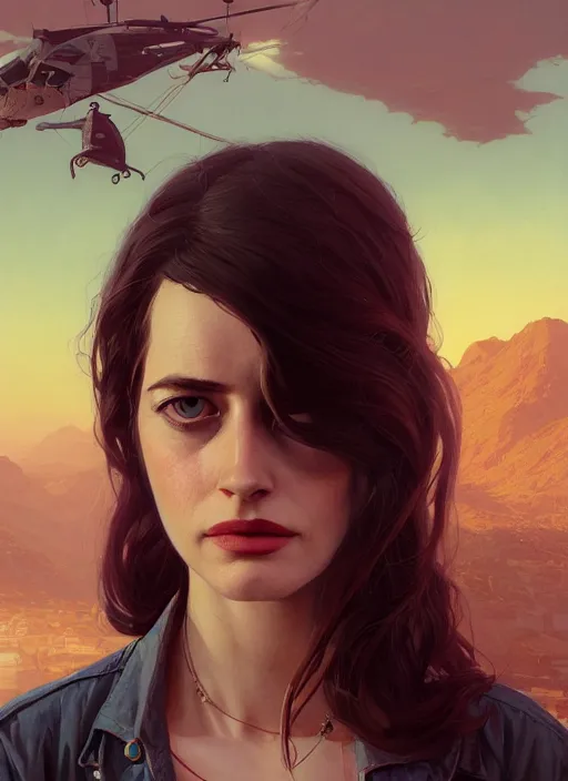 Image similar to highly detailed portrait of young eva green in gta v, stephen bliss, unreal engine, fantasy art by greg rutkowski, loish, rhads, ferdinand knab, makoto shinkai and lois van baarle, ilya kuvshinov, rossdraws, tom bagshaw, global illumination, radiant light, detailed and intricate environment