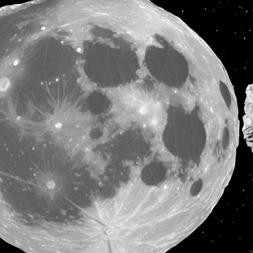 Prompt: cctv footage of the moon covered in giant organic holes