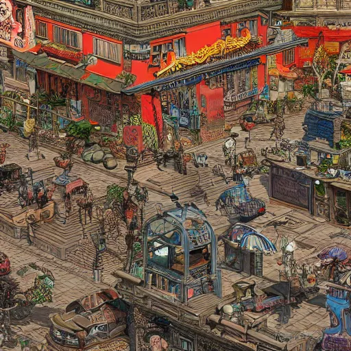 Prompt: a city of dogs, an ultrafine hyperdetailed illustration by kim jung gi, irakli nadar, intricate linework, bright colors, octopath traveler, final fantasy, unreal engine 5 highly rendered, global illumination, radiant light, detailed and intricate environment