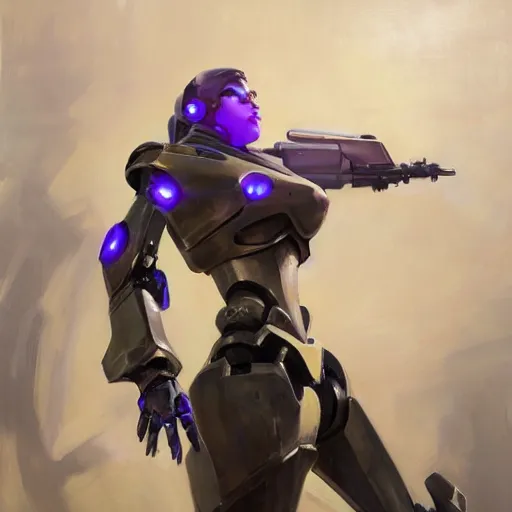 Image similar to greg manchess portrait painting of armored robotic violet evergarden as overwatch character, medium shot, asymmetrical, profile picture, organic painting, sunny day, matte painting, bold shapes, hard edges, street art, trending on artstation, by huang guangjian, gil elvgren, ruan jia, greg rutkowski, gaston bussiere