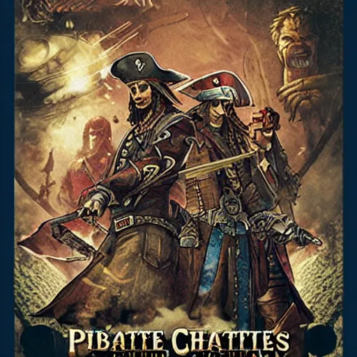 Prompt: Pirate chronicles, game poster printed on playstation 2 video game box , Artwork by Akihiko Yoshida, cinematic composition