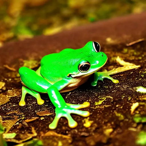 Prompt: green glowing frog