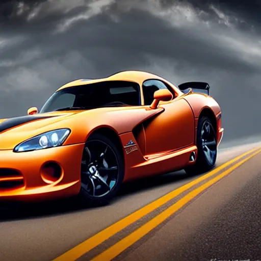 Image similar to “2013 Dodge Viper, Forza Horizon cover art, epic, cinematic, 4K”