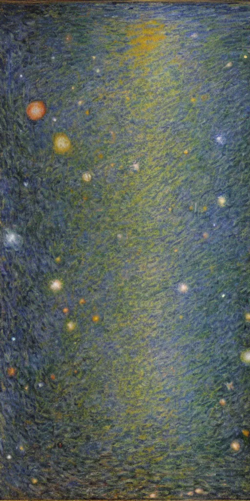 Prompt: The Hubble Deep Field, Claude Monet, oil on canvas