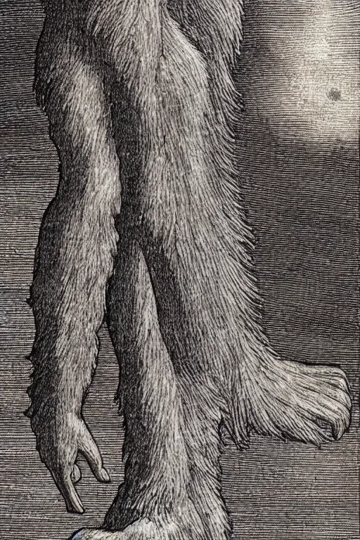 Image similar to detailed illustration, bigfoot in the style of leonardo da vinci,