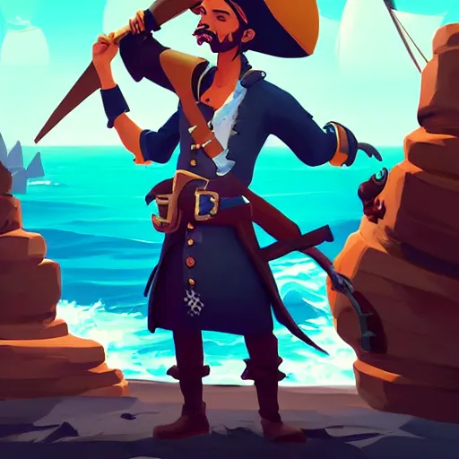 Image similar to painting jack the pirate on sea of thieves game avatar hero smooth face median photoshop filter cutout vector behance hd by jesper ejsing, by rhads, makoto shinkai and lois van baarle, ilya kuvshinov, rossdraws, illustration, art by ilya kuvshinov and gustav klimt