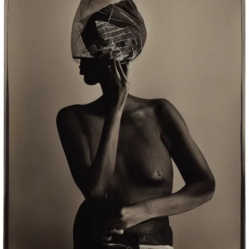 Prompt: photo of young woman by irving penn