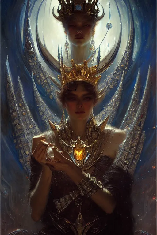 Prompt: the king of diamonds by gaston bussiere, bayard wu, greg rutkowski, giger, maxim verehin