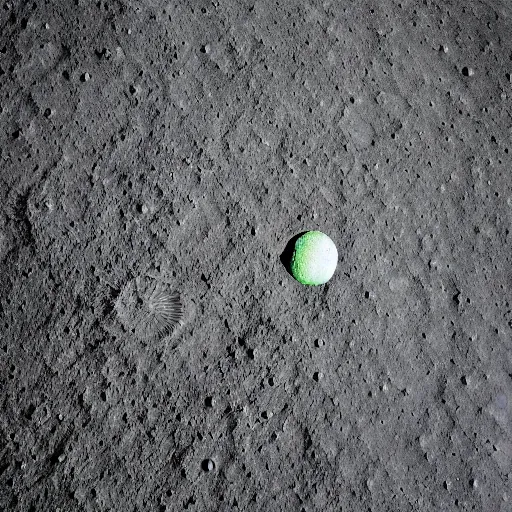 Image similar to a photography of a green soccer pitch on the moon, extreme long shot