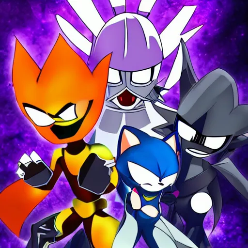 Prompt: The edgest fusion, infinite shadow, faces the world's most dangerous threat ultra metal sonic. Can they win?, or will they be dulled? find out on the next episode of CHAOS EMERALDS X !!