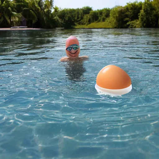 Prompt: swimming in an egg